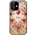 Coque noire taperso pour OPPO A40 avec motif coeur vintage et initiales personnalisee protection antichoc personnalisée