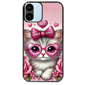 Coque noire taperso pour Redmi A1 et A2 avec motif chat lunettes protection antichoc personnalisée