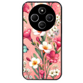 Coque noire taperso pour POCO C75 avec motif fleur rose protection antichoc personnalisée