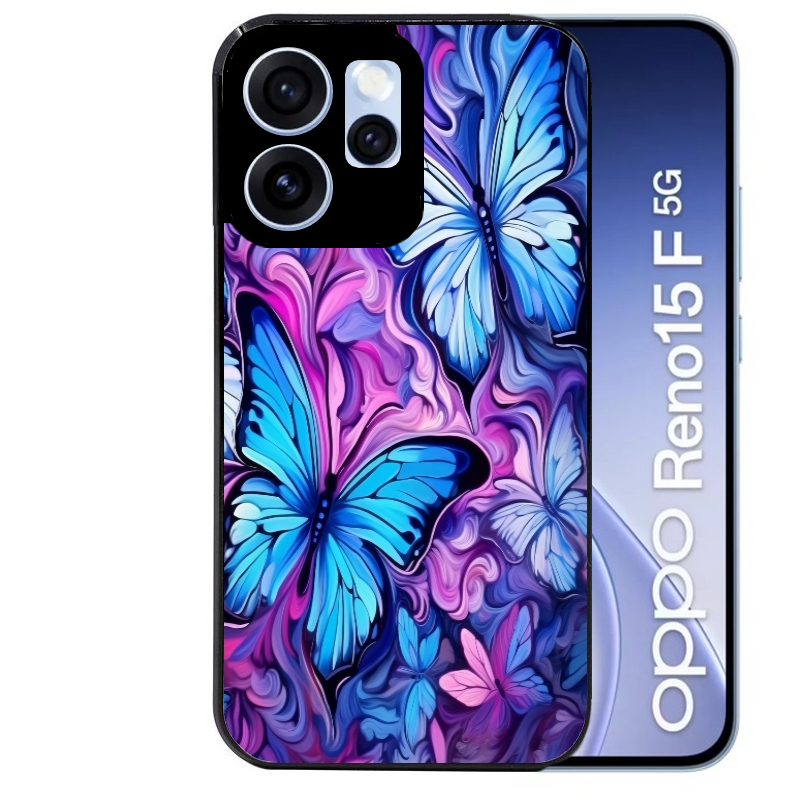 Coque noire taperso pour OPPO Reno 15 et F FS 5G avec motif papillon violet uv protection antichoc personnalisée