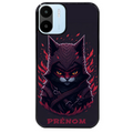 Coque noire taperso pour Redmi A1 et A2 avec motif chat samourai personnalise protection antichoc personnalisée