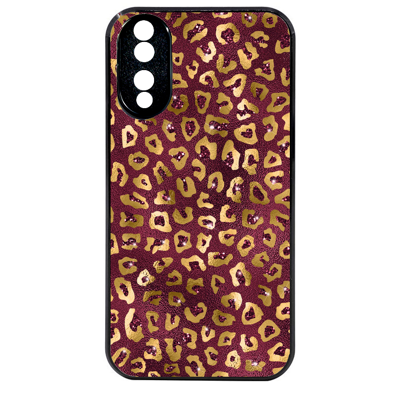 Coque noire taperso pour Honor 70 LITE 90 et LITE avec motif leopard grenat protection antichoc personnalisée