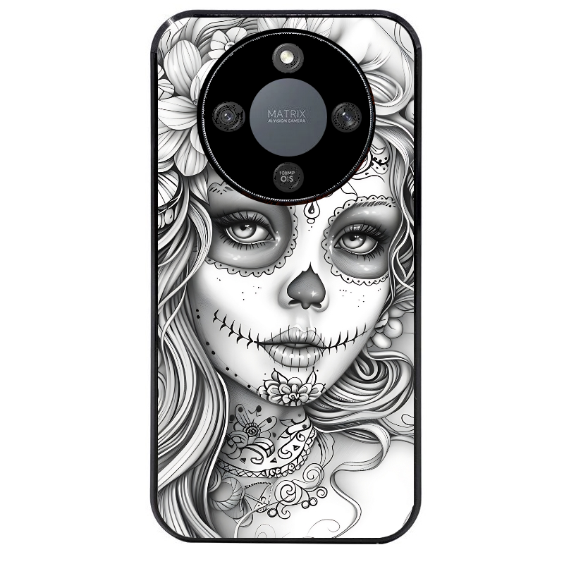 Coque noire taperso pour Magic 5 6 LITE et PRO avec motif mort calavera tatoo protection antichoc personnalisée