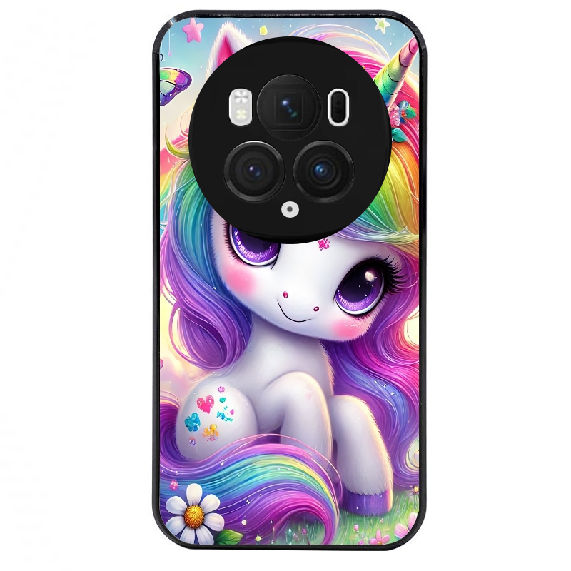 Coque noire taperso pour Magic 5 6 LITE et PRO avec motif licorne et fleurs protection antichoc personnalisée