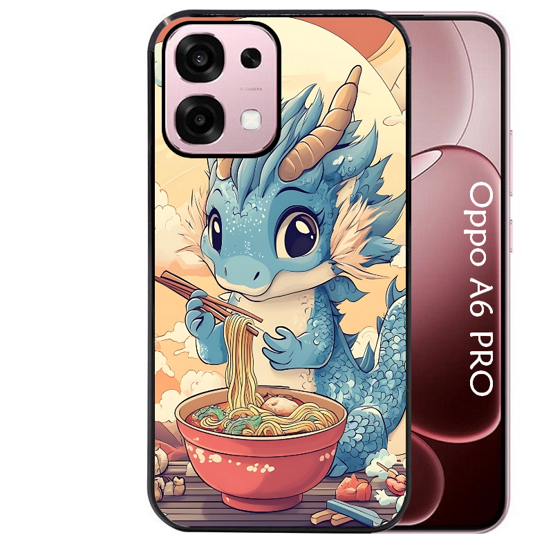 Coque noire taperso pour OPPO A6 PRO 4G et 5G avec motif dragon ramen 2 protection antichoc personnalisée