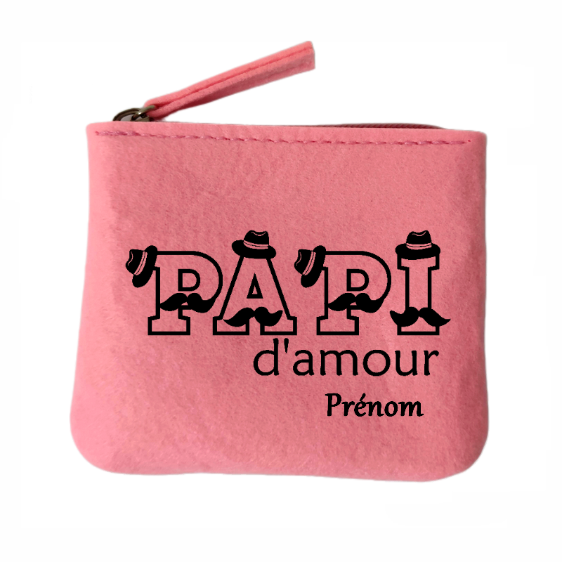 Porte monnaie personnalisé papi d'amour en feutrine en feutrine