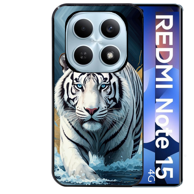 Coque noire taperso pour Redmi Note 15 et PRO PLUS 4G 5G avec motif tigre polaire protection antichoc personnalisée