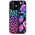 Coque noire taperso pour OPPO A40 avec motif leopard et fleur protection antichoc personnalisée