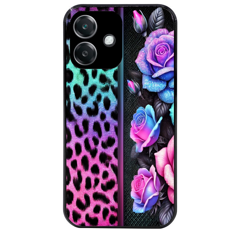 Coque noire taperso pour OPPO A40 avec motif leopard et fleur protection antichoc personnalisée