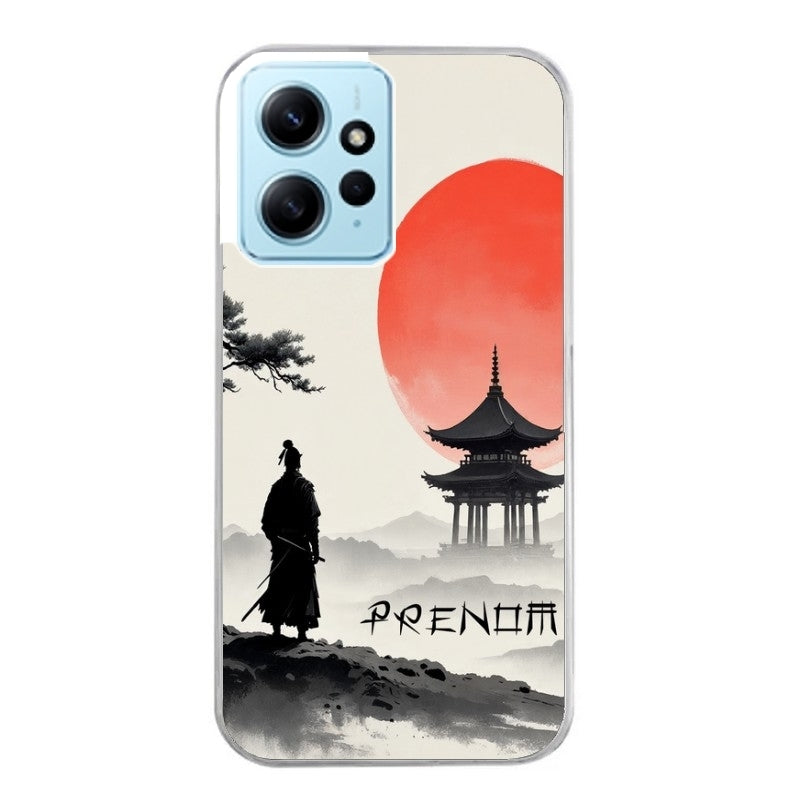 Coque taperso pour POCO X5 5G avec motif samourai et temple personnalisee protection antichoc personnalisée