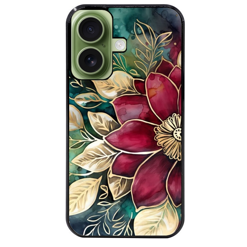Coque noire taperso pour Iphone 17 17E AIR MAX PRO avec motif fleur poinsettia style noel protection antichoc personnalisée