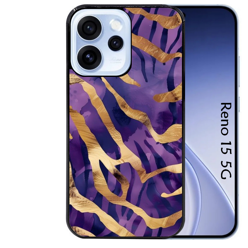 Coque noire taperso pour OPPO Reno 15 et F FS 5G avec motif zebre violet protection antichoc personnalisée
