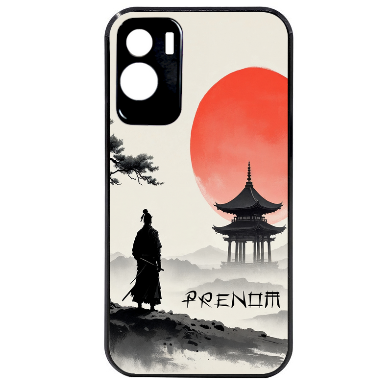 Coque noire taperso pour Honor 70 LITE 90 et LITE avec motif samourai et temple personnalisee protection antichoc personnalisée