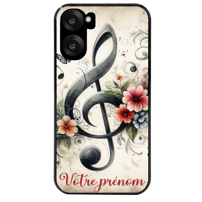 Coque noire taperso pour OnePlus Nord CE5 avec motif musique cle sol personnalisee protection antichoc personnalisée