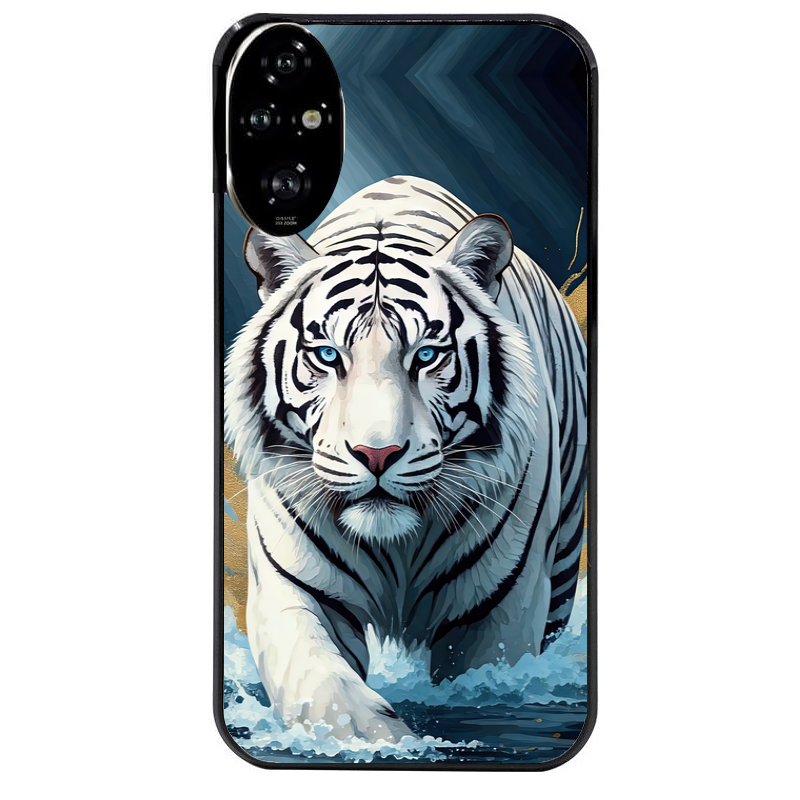 Coque noire taperso pour Honor 200 et Lite Pro Smart avec motif tigre polaire protection antichoc personnalisée