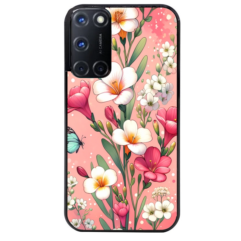 Coque noire taperso pour OPPO Reno 8 LITE avec motif fleur rose protection antichoc personnalisée