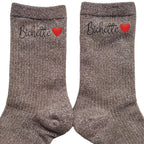 Chaussettes paillettes bronze motif bichette