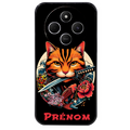 Coque noire taperso pour POCO C75 avec motif chat carpe koii japan personnalise protection antichoc personnalisée