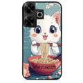 Coque noire taperso pour POCO M6 4G avec motif chat ramen cerisier protection antichoc personnalisée