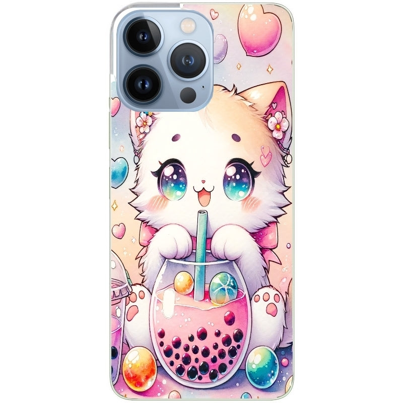Coque taperso pour Iphone 13 et PRO MINI PRO MAX avec motif chat bubble style manga protection antichoc personnalisée