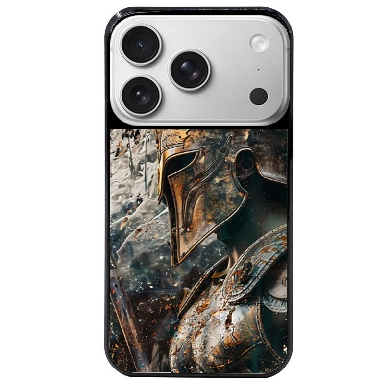 Coque noire taperso pour Iphone 17 17E AIR MAX PRO avec motif spartan guerrier protection antichoc personnalisée