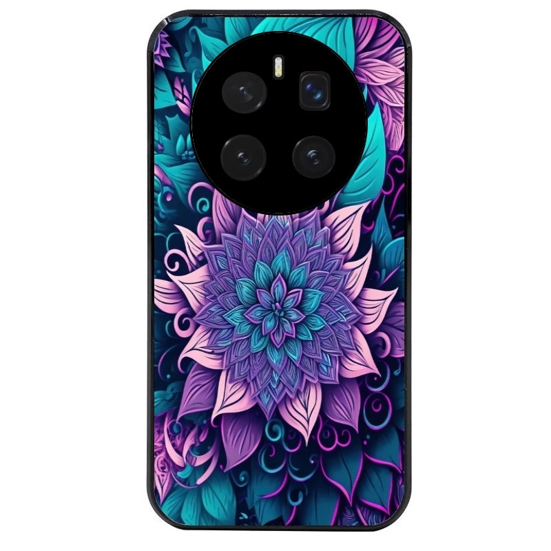 Coque noire taperso pour Magic 7 LITE et PRO avec motif tropical mandala et fleur violet protection antichoc personnalisée