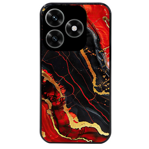Coque noire taperso pour Honor X6B X5C X5C PLUS avec motif marbre rouge protection antichoc personnalisée