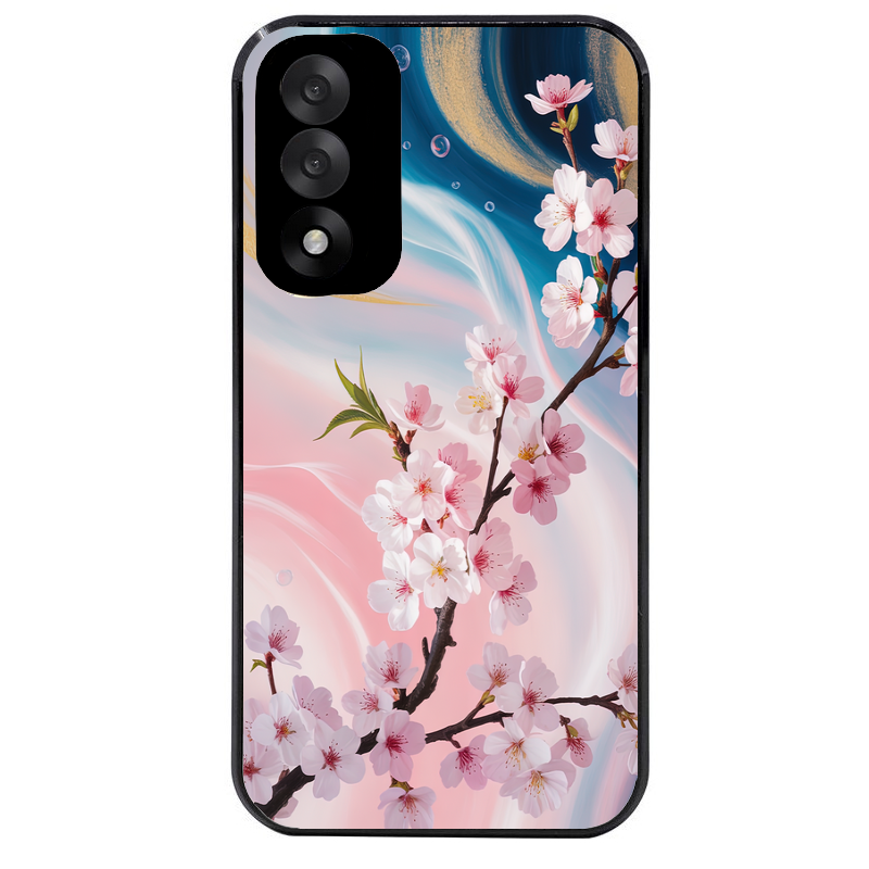 Coque noire taperso pour OnePlus Nord 5 avec motif marbre fleur cerisier protection antichoc personnalisée
