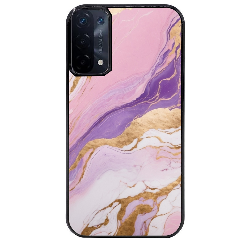 Coque noire taperso pour OPPO A54 et A74 5G avec motif marbre violet protection antichoc personnalisée