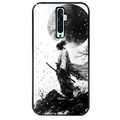 Coque noire taperso pour OPPO Reno 2 et 2Z avec motif samourai et lune protection antichoc personnalisée
