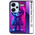 Coque noire taperso pour Redmi Note 13 PRO PLUS 5G avec motif tete de mort skull fluo protection antichoc personnalisée