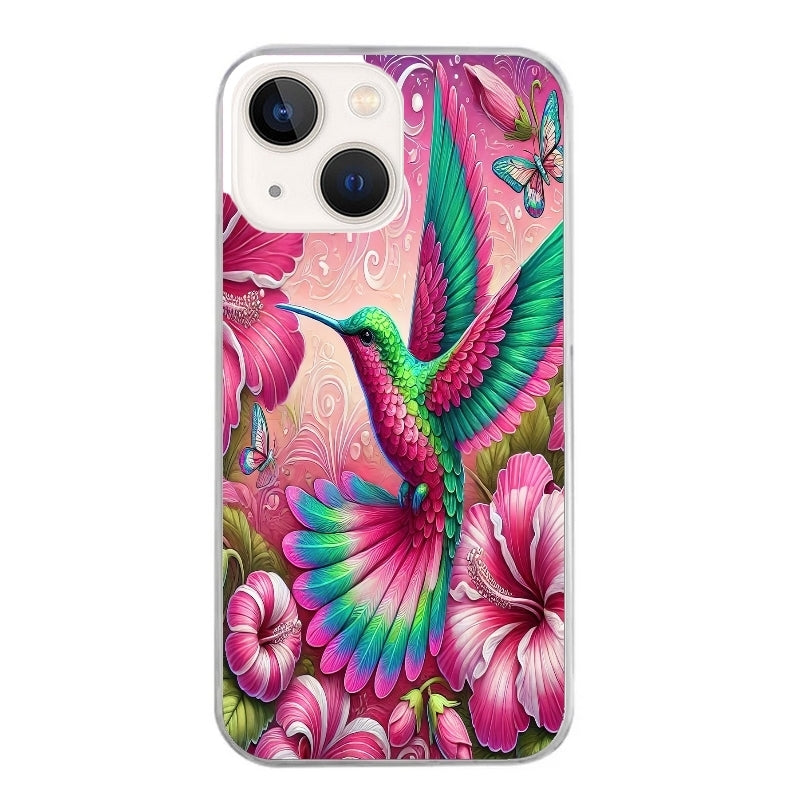 Coque taperso pour Iphone 12 et PRO MINI PRO MAX avec motif colibri et fleurs protection antichoc personnalisée