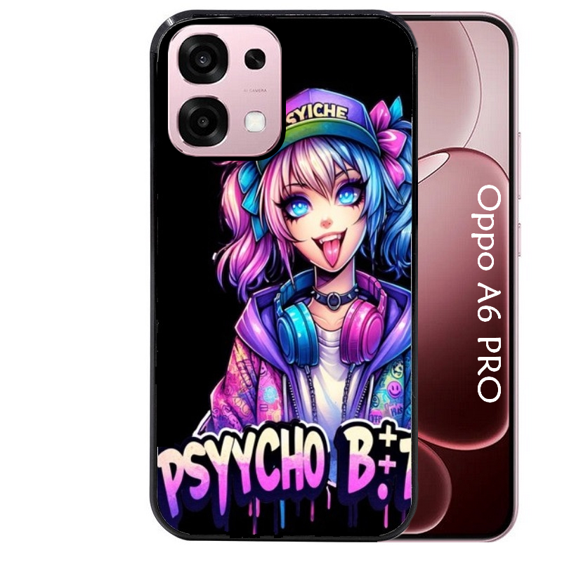 Coque noire taperso pour OPPO A6 PRO 4G et 5G avec motif anime manga et psycho protection antichoc personnalisée