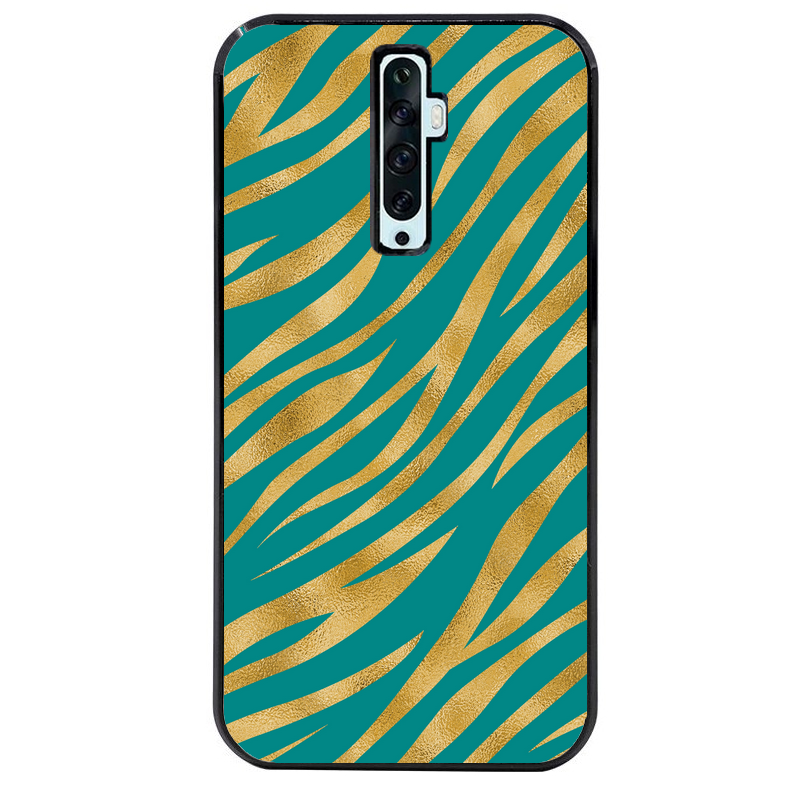 Coque noire taperso pour OPPO Reno 2 et 2Z avec motif zebre vert protection antichoc personnalisée