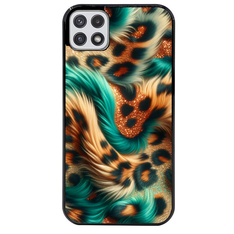Coque noire taperso pour galaxy A22 A32 A52 A52S 4G 5G  avec motif effet fourrure leopard 3 protection antichoc personnalisée