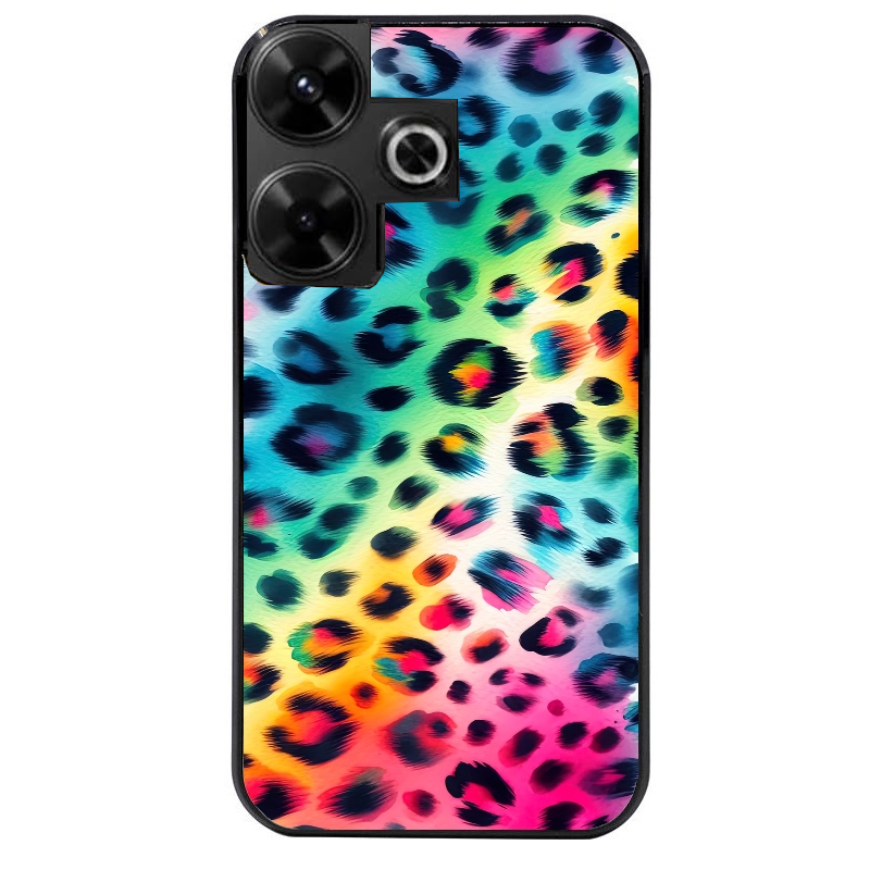 Coque noire taperso pour POCO M6 4G avec motif leopard arc protection antichoc personnalisée