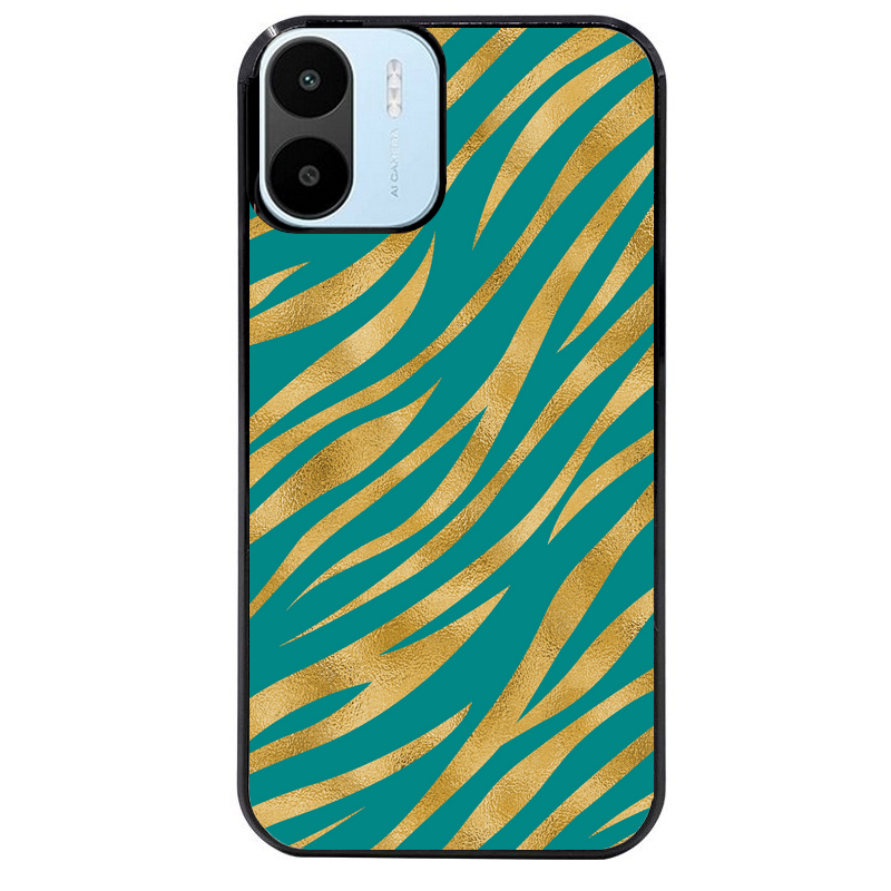 Coque noire taperso pour Redmi A1 et A2 avec motif zebre vert protection antichoc personnalisée