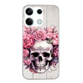 Coque taperso pour Redmi Note 13 4G 5G PRO avec motif tete de mort floral protection antichoc personnalisée