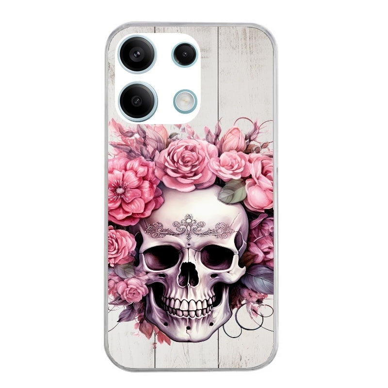 Coque taperso pour Redmi Note 13 4G 5G PRO avec motif tete de mort floral protection antichoc personnalisée