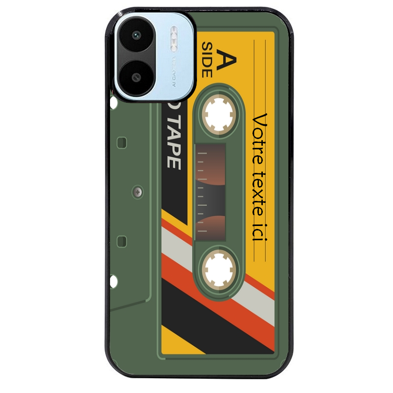 Coque noire taperso pour Redmi A1 et A2 personnalisable avec motif cassette kaki protection antichoc personnalisée