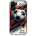 Coque noire taperso pour OnePlus Nord CE5 avec motif ballon foot avec prenom protection antichoc personnalisée