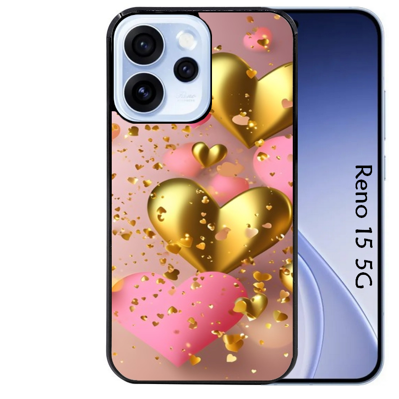 Coque noire taperso pour OPPO Reno 15 et F FS 5G avec motif coeur rose protection antichoc personnalisée