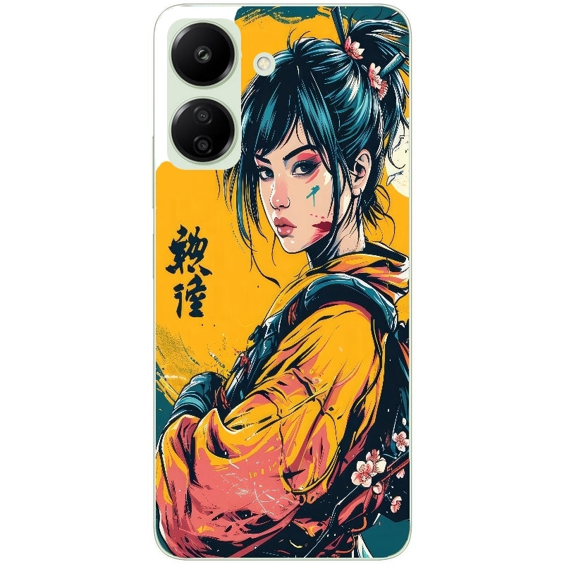 Coque taperso pour POCO C65 4G avec motif samourai girl anime protection antichoc personnalisée