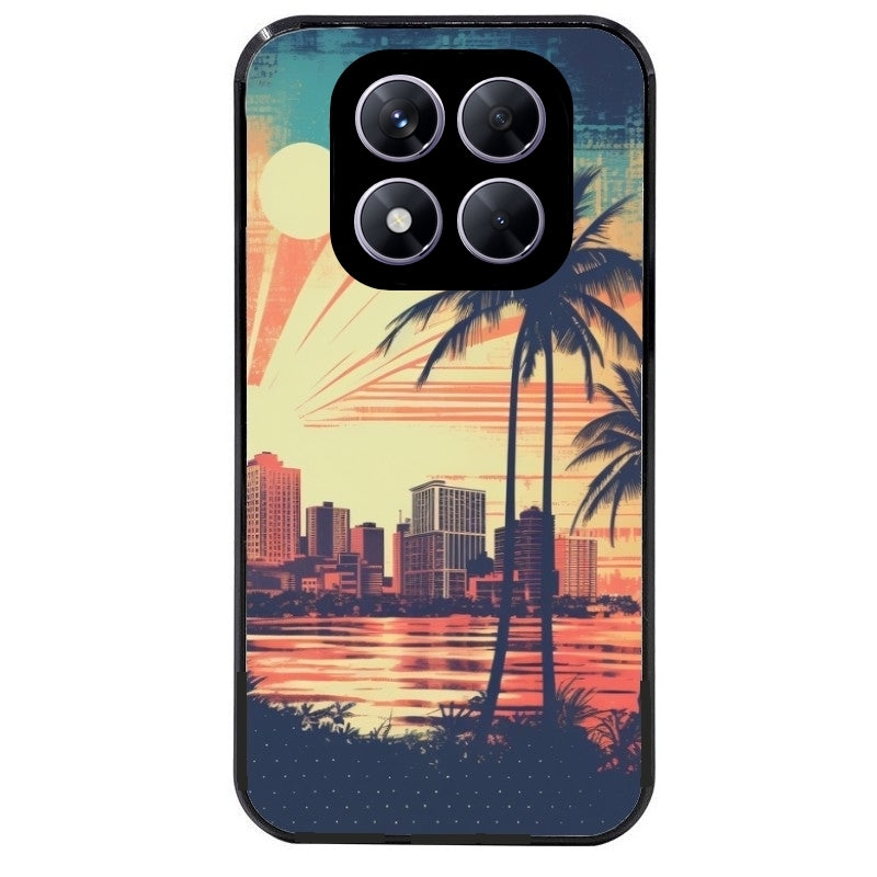 Coque noire taperso pour Redmi Note 14 et PRO PLUS 4G 5G avec motif hawaii retro protection antichoc personnalisée