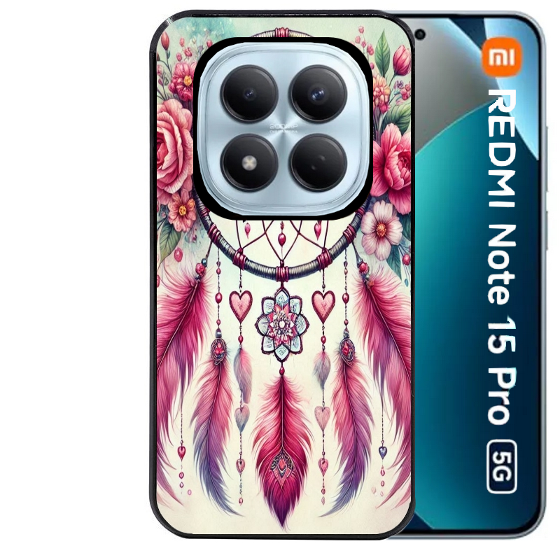 Coque noire taperso pour Redmi Note 15 et PRO PLUS 4G 5G avec motif dreamcatcher et papillon protection antichoc personnalisée