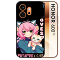 Coque noire taperso pour Honor 600 et 600 PRO avec motif anime et chat protection antichoc personnalisée