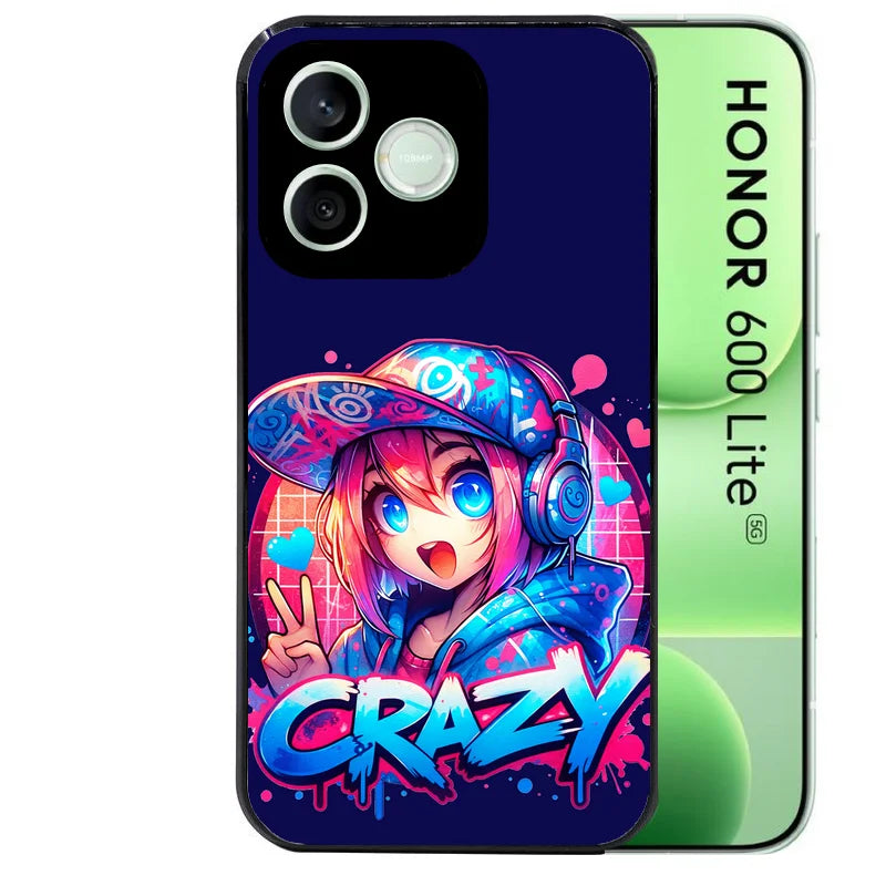 Coque noire pour Honor 600 LITE avec motif anime crazy protection antichoc personnalisée