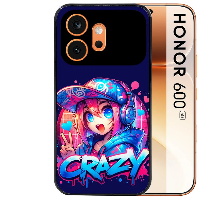 Coque noire taperso pour Honor 600 et 600 PRO avec motif anime crazy protection antichoc personnalisée