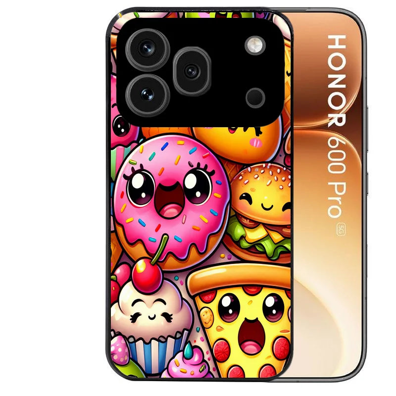 Coque noire taperso pour Honor 600 et 600 PRO avec motif anime donut kawaii protection antichoc personnalisée