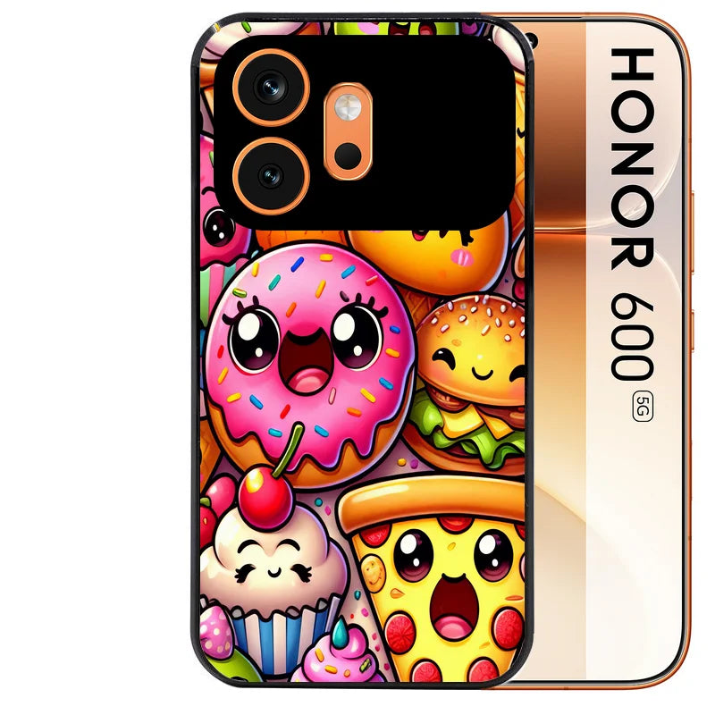 Coque noire taperso pour Honor 600 et 600 PRO avec motif anime donut kawaii protection antichoc personnalisée